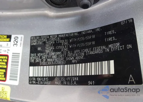 2018 Toyota Sienna Limited Premium 7 Passenger z USA, uszkodzony, nr VIN 5TDDZ3DC9JS208163